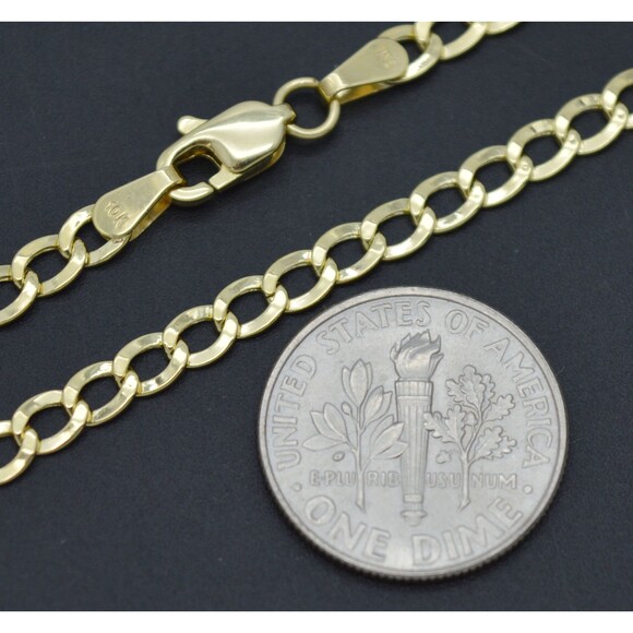 Real 10k Yellow Solid Gold Cuban Curb Link Anklet Bracelet 2.2 gr 3.5 mm 10